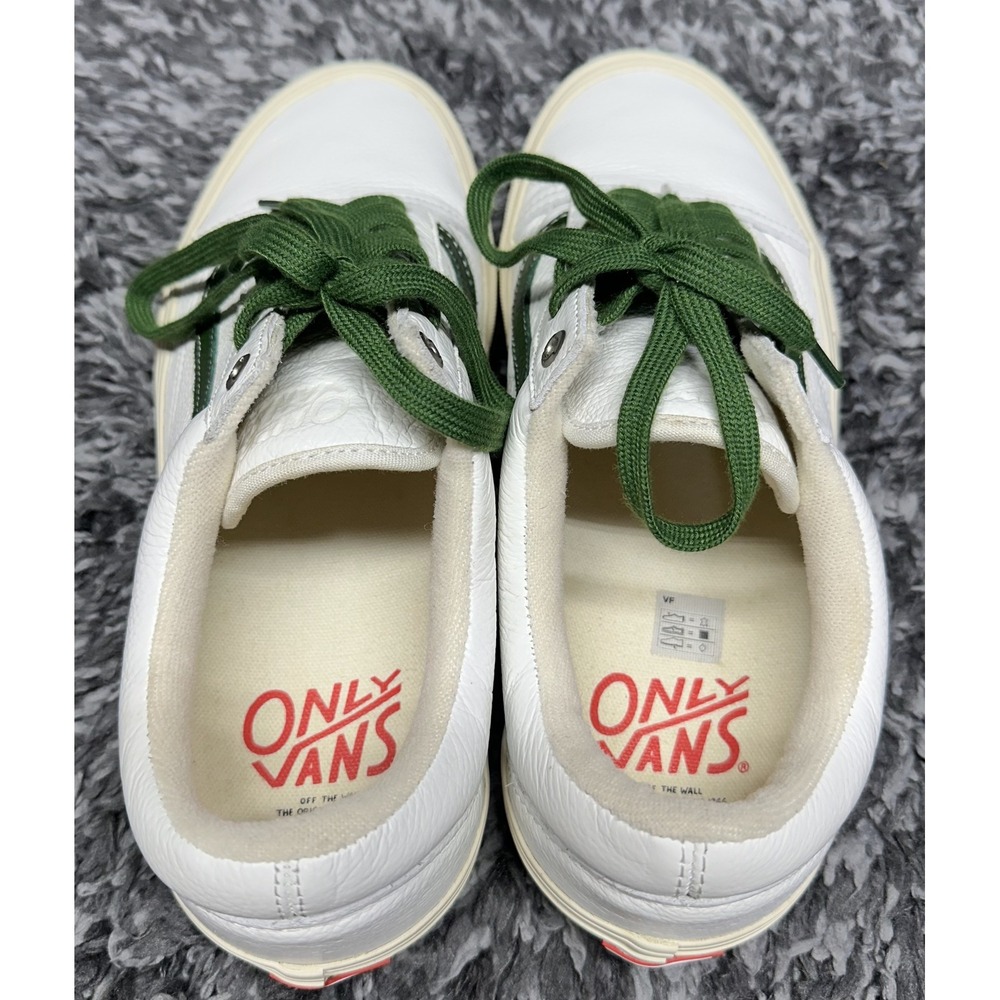 Vans Shoes Sneakers Mens Size 10.5 White Green Leather Old Skool Style 36 Skate - Picture 7 of 8
